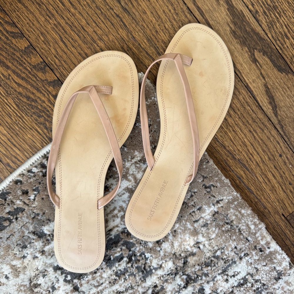 Saks Fifth Avenue Beige Leather Sandals